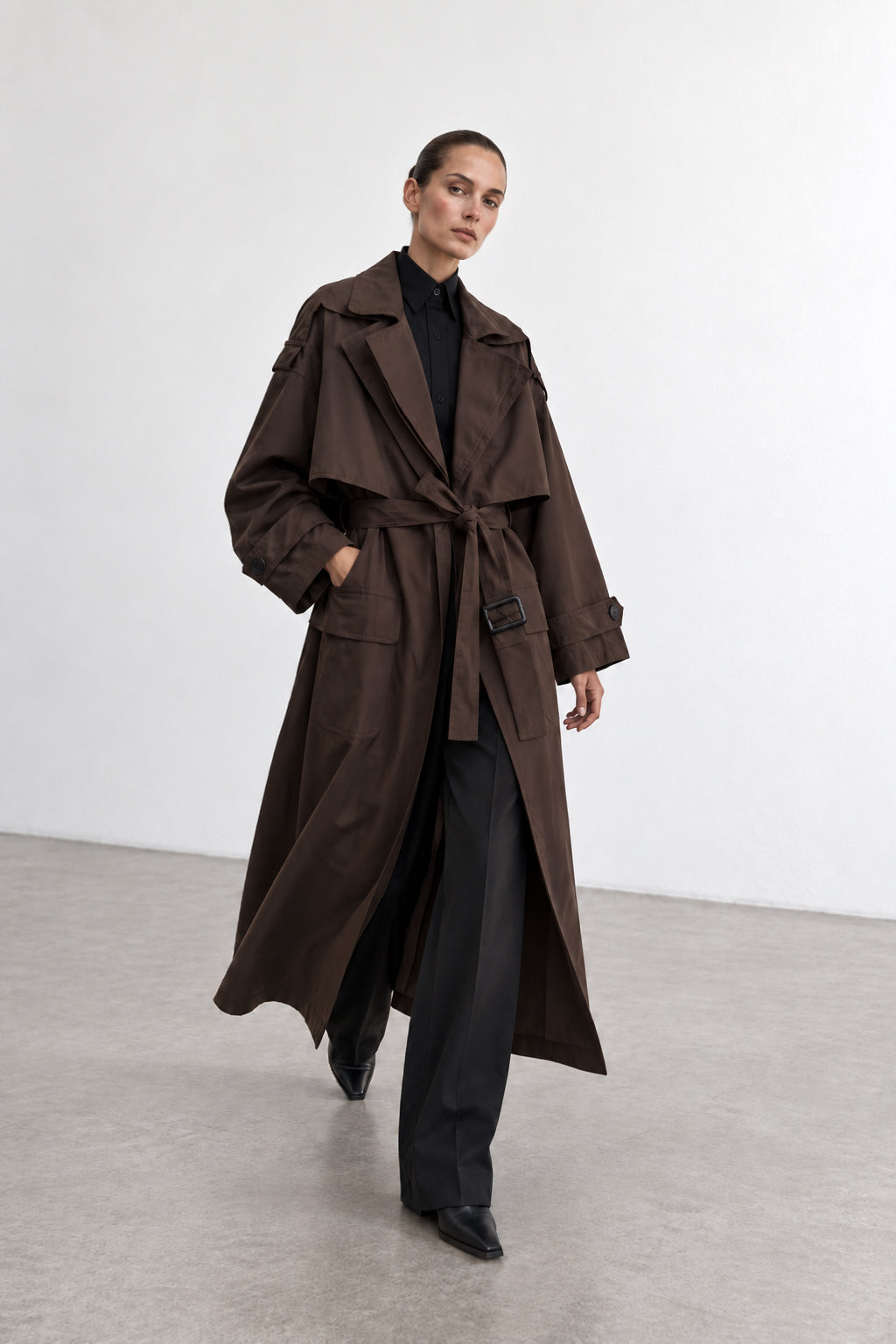 Crepe trench coat - FW261001130