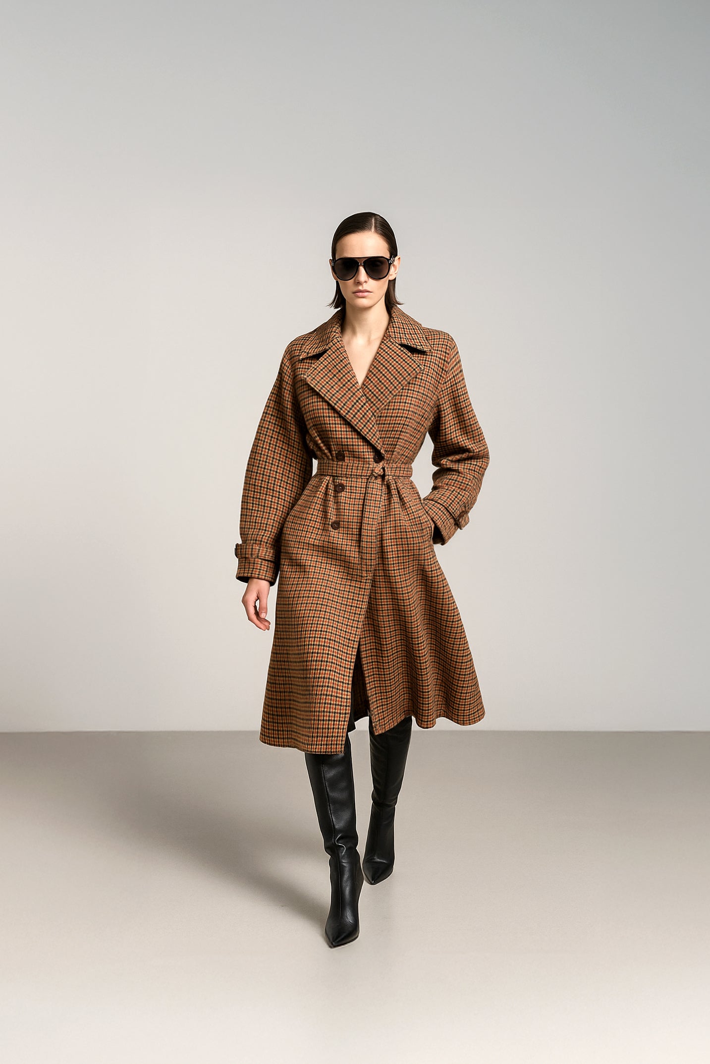 ジャケット・アウター LIDNM WOOL CHECK TRENCH COAT LIDNM（リドム）の「WOOL GABA TRENCH COAT（トレンチコート